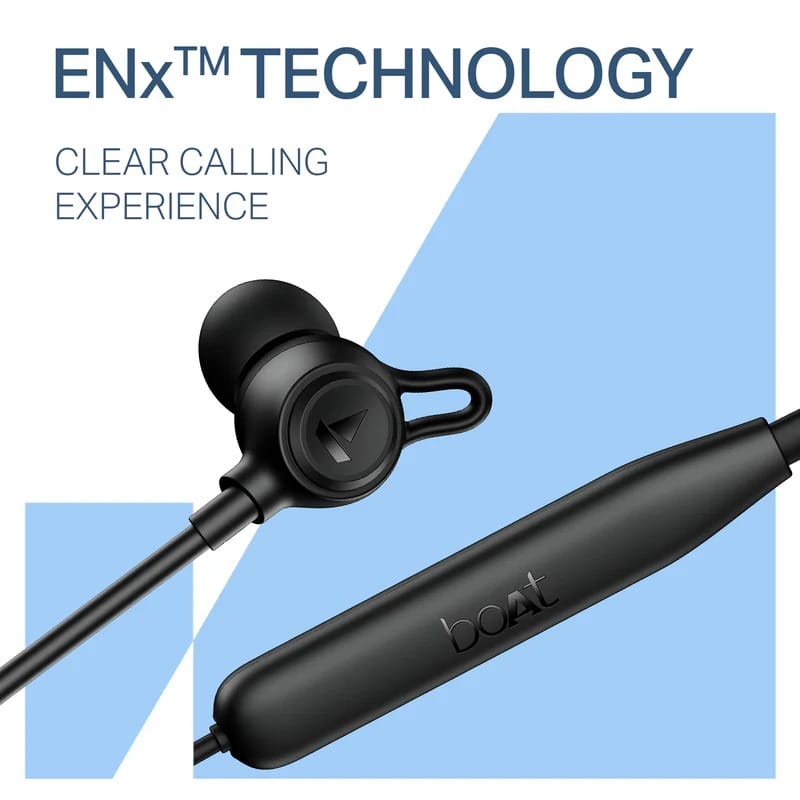 boAt Rockerz 200 In Ear Wireless Neckband with 60 hours Playback Time, 10 mm boAt Signature Sound Drivers and IPX5 Rating (Active Black) view 2