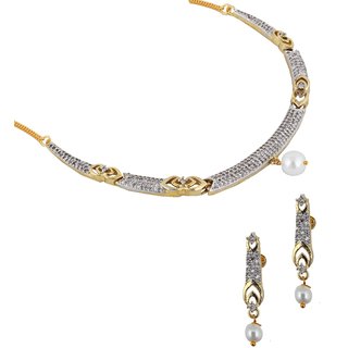 Lucky Jewellery 18K Gold Plated American Diamond Pendant view 2