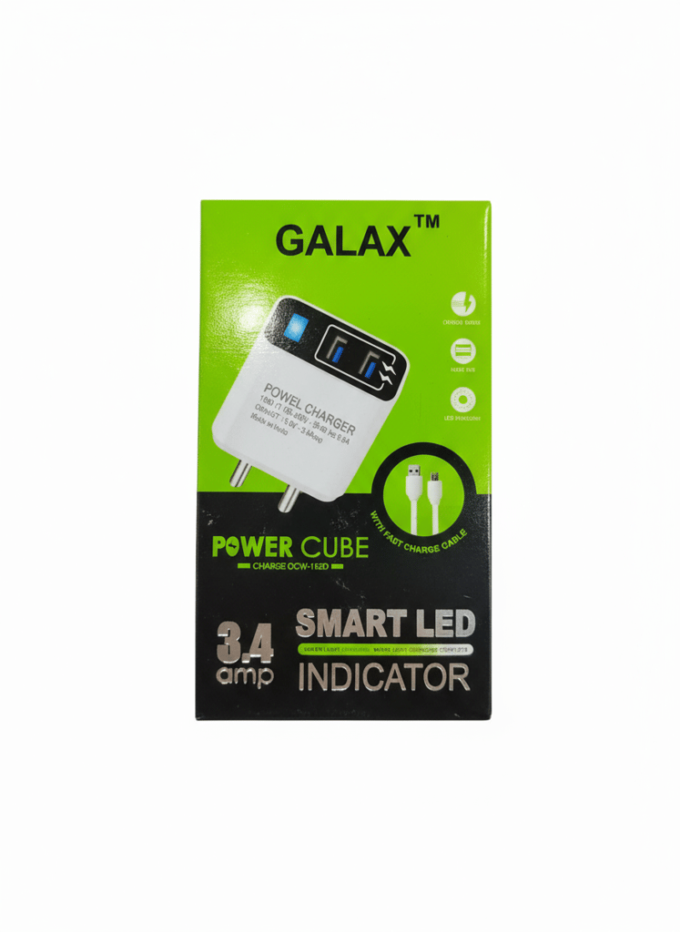 Galax Dual USB Wall Charger (Fast Charging) Power Adaptor with Micro USB Cable 3.4 Amp (White) view 2