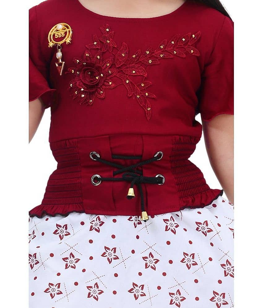New Collection Rayon Frock For Girls ( Pack of 1 , Maroon ) view 2