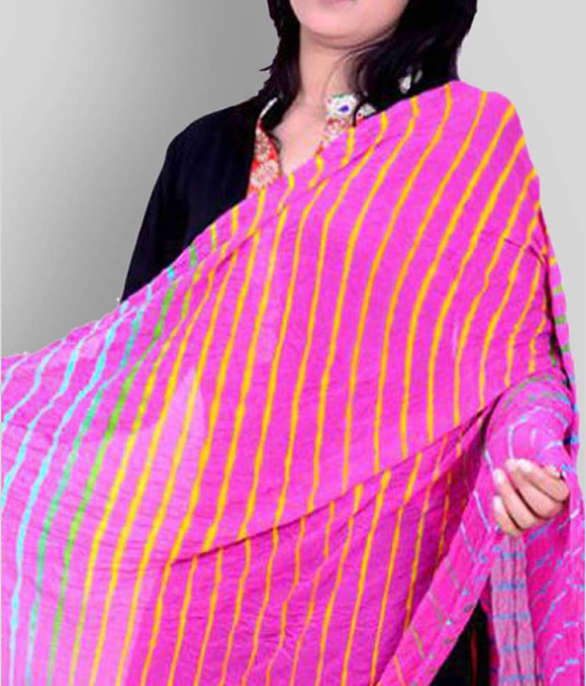 Apratim Pink Georgette Leheria Dupatta view 2