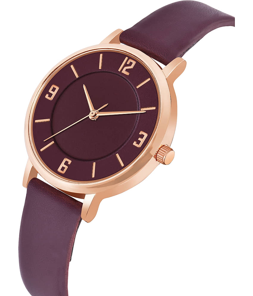 Trex Maroon PU Analog Men's Watch
