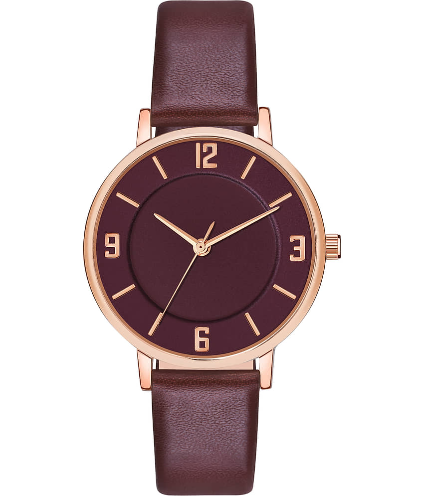 Trex Maroon PU Analog Men's Watch view 2