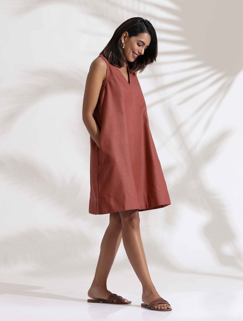 trueBrowns Pink Slub Dress - Pink (L) view 2