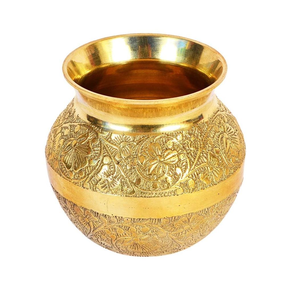 A M BRASS Pure Brass Metal Works Golden Plated Pooja Kalash Lota || Metal Works Designer Lota || Puja Articles || Puja Decoration || Home Decoration ||...