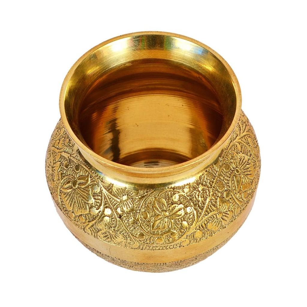 A M BRASS Pure Brass Metal Works Golden Plated Pooja Kalash Lota || Metal Works Designer Lota || Puja Articles || Puja Decoration || Home Decoration ||... view 2