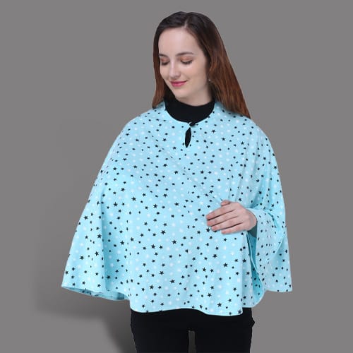 Breastfeeding Cotton Cover For Mothers (Blue Dual Star) free size view 2