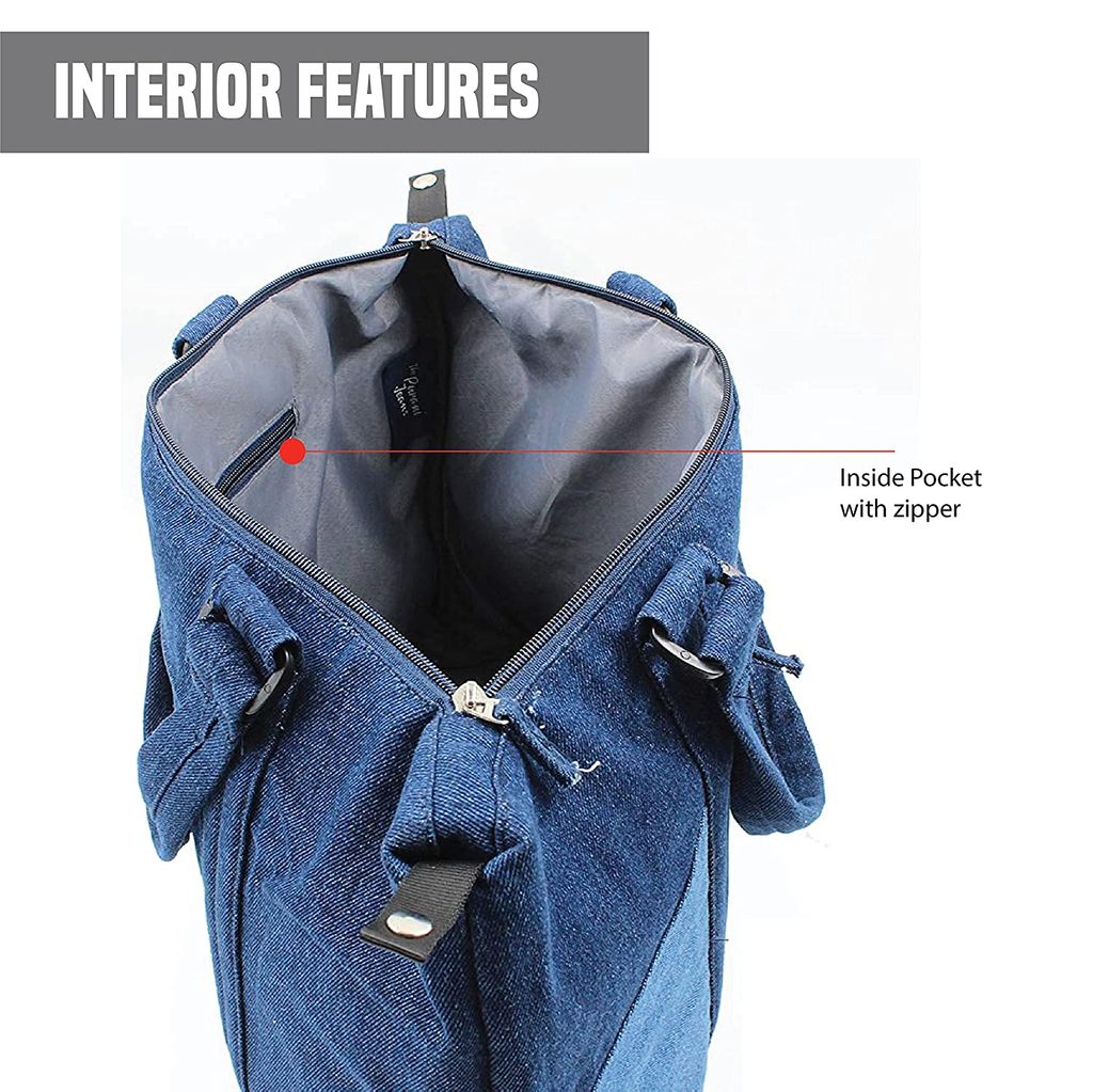 The Purani Jeans College Bags For Girls Stylish School Tuition Backpacks For Women Men New Denim Fashion Ladies Handbag Multipocket With Adjustable Strap. view 2