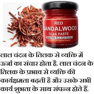 SnapSnop Red Sandalwood Paste Tilak 50g in Jar Box, Lal Chandan Tika/Tilak Made with Pure and Rare Red Sandal Wood with Spiritural Mantra. view 2