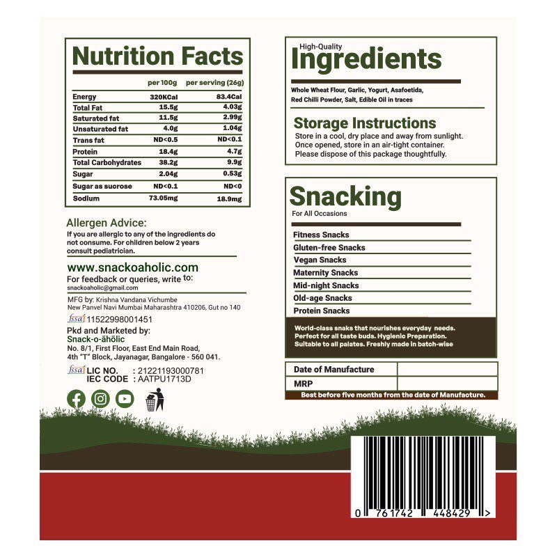 Snack O aholic Chilli Garlic Sticks - 100g view 2