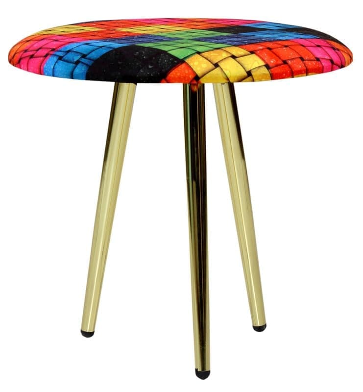 ShadowKart Ottoman Stool for Bedroom | Metal Pouffes for Sitting Ottoman | Foot Rest Wooden Ottoman Foot stools | Stool for Balcony | Make up Dressing Side Table, Metal Coffee Table 18x18x16 Inch view 2