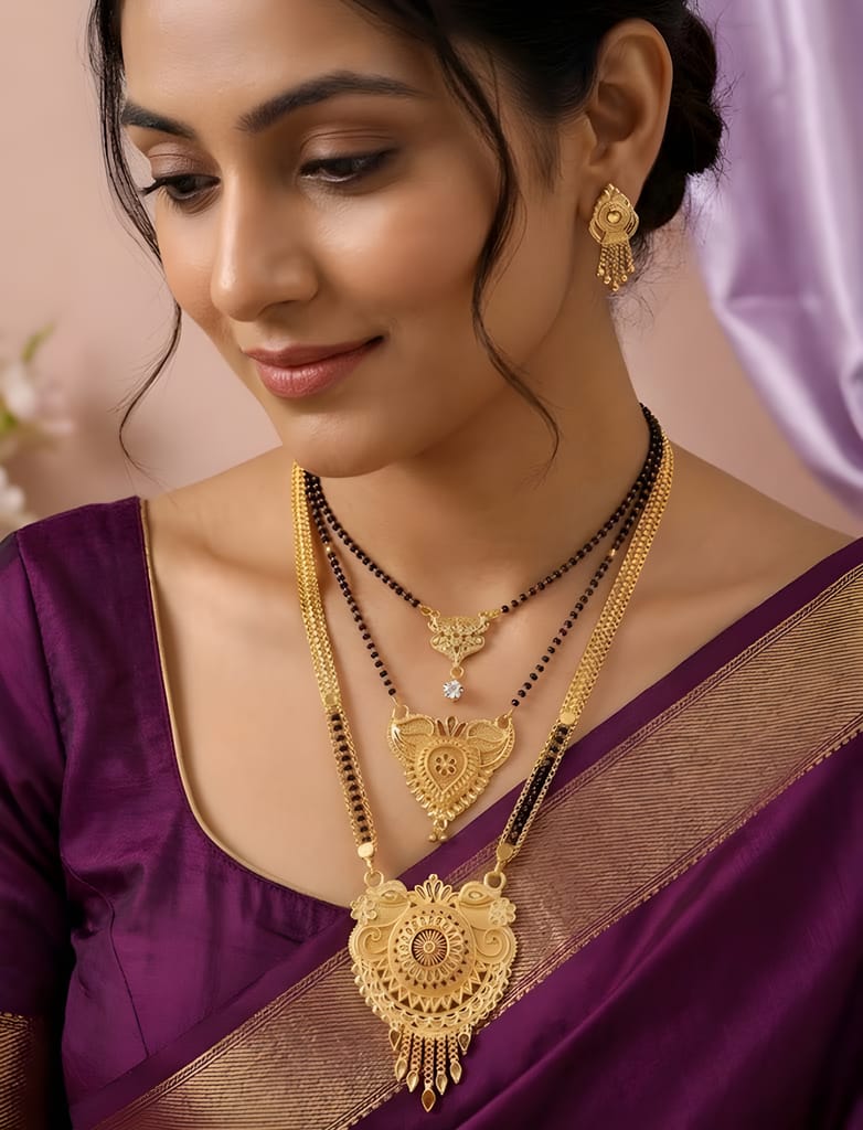 Gold Plated Designer Choker Necklace Set for Women with Earrings | Festive Traditional Jewellery (Set of 5 Pcs) view 2
