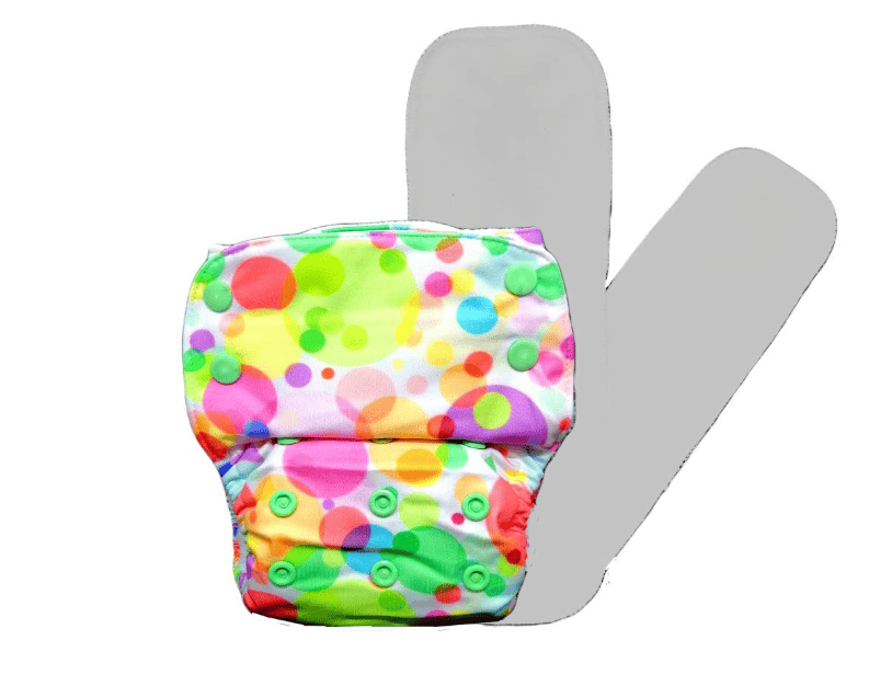 Kindermum Nano AIO Cloth Diapers - one Size diapers with 100% Organic Cotton Inserts (PolkaHuesNano-AIO)