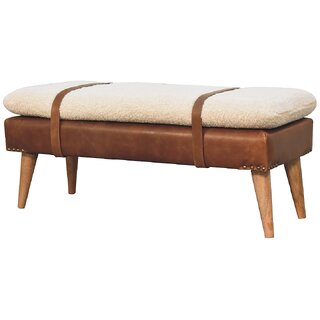 Boucl Buffalo Hide Leather Bench view 2