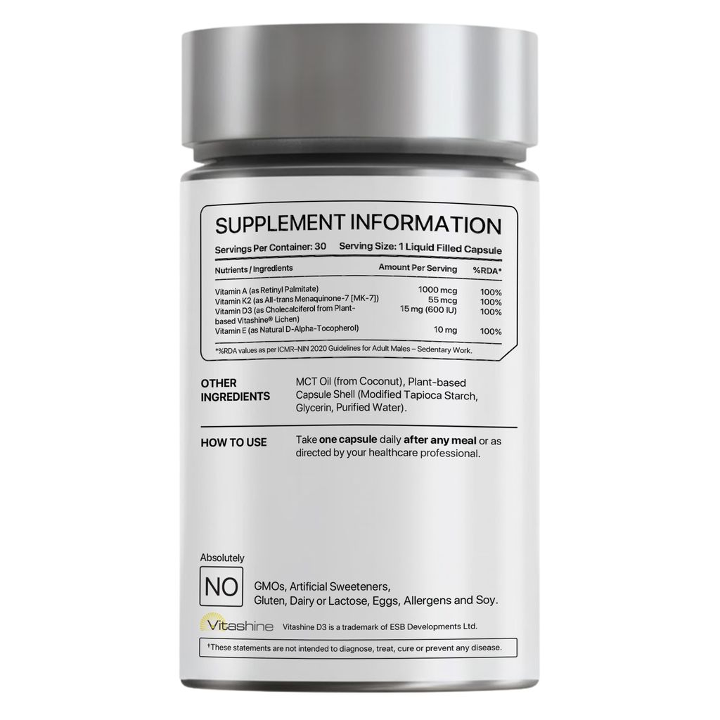 DAKE 600 IU Multivitamin | Vitamin D3, K2 (MK-7), A & E view 2