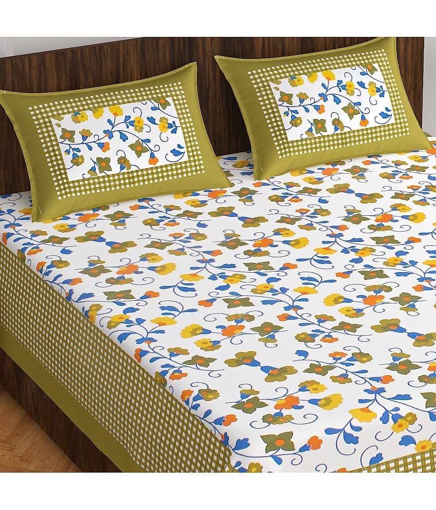 Cosito Cotton 1 Double Bedsheet with 2 Pillow Covers ( Multicolor ) view 2