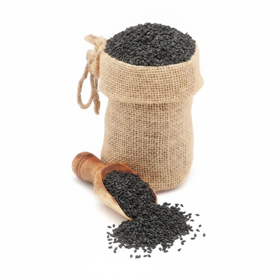Black Sesame Seeds - 200 gm - One jute bag of black sesame seeds view 2