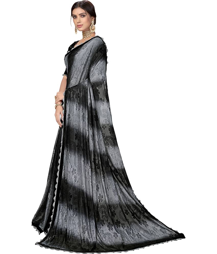 Sariya Lycra Woven Saree With Unstitched Blouse Piece ( Black ) view 2