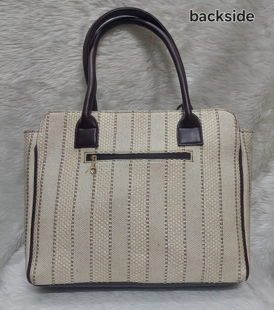 Cream Cotton Azrak Print Jute Tote Bag with Complimentary Pouch view 2