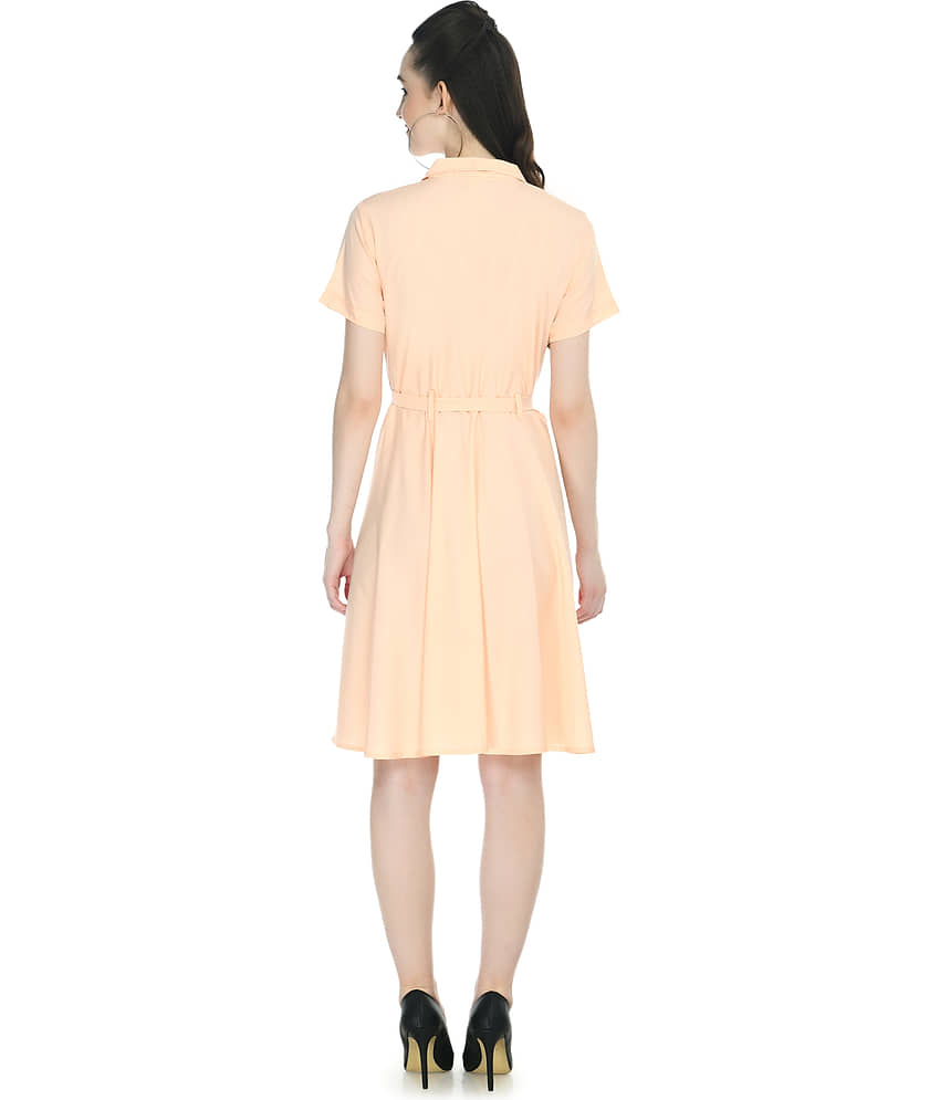 Rudrakriti Women Crepe A-line Dress ( Orange ) view 2