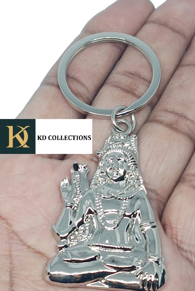 KD COLLECTIONS Lord Shiva Shankar Bholenath Mahadev Mahakaal Adiyogi Keychain & Om Keychain Combo – Silver – Pack of 2 Keychains view 2