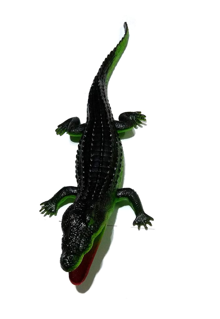 nawani animal model - rubber crocodile model figures kids gift joke props gray, size 30/8 cm.-Green view 2