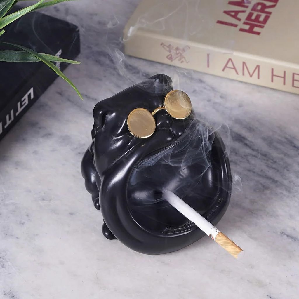 Artarium Marble Rust and Resin Bull Dog Ashtray For Indoor, Ash Trays For Smoking For Home, Ashtray For Cigarette Stylish, Ashtray For Home, Car Ashtray view 2
