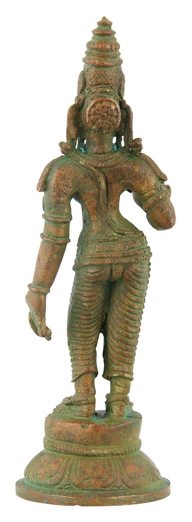 Poompuhar Bronze Parvathi Idol, 3 cm x 3 cm x 9 cm, Yellow, 1 Piece view 2