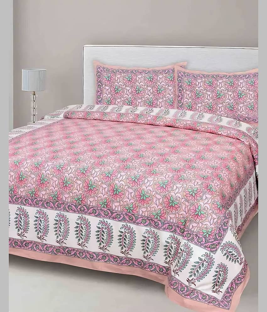 Bombay Spreads Cotton 1 Double King Bedsheet with 2 Pillow Covers ( Pink ) view 2