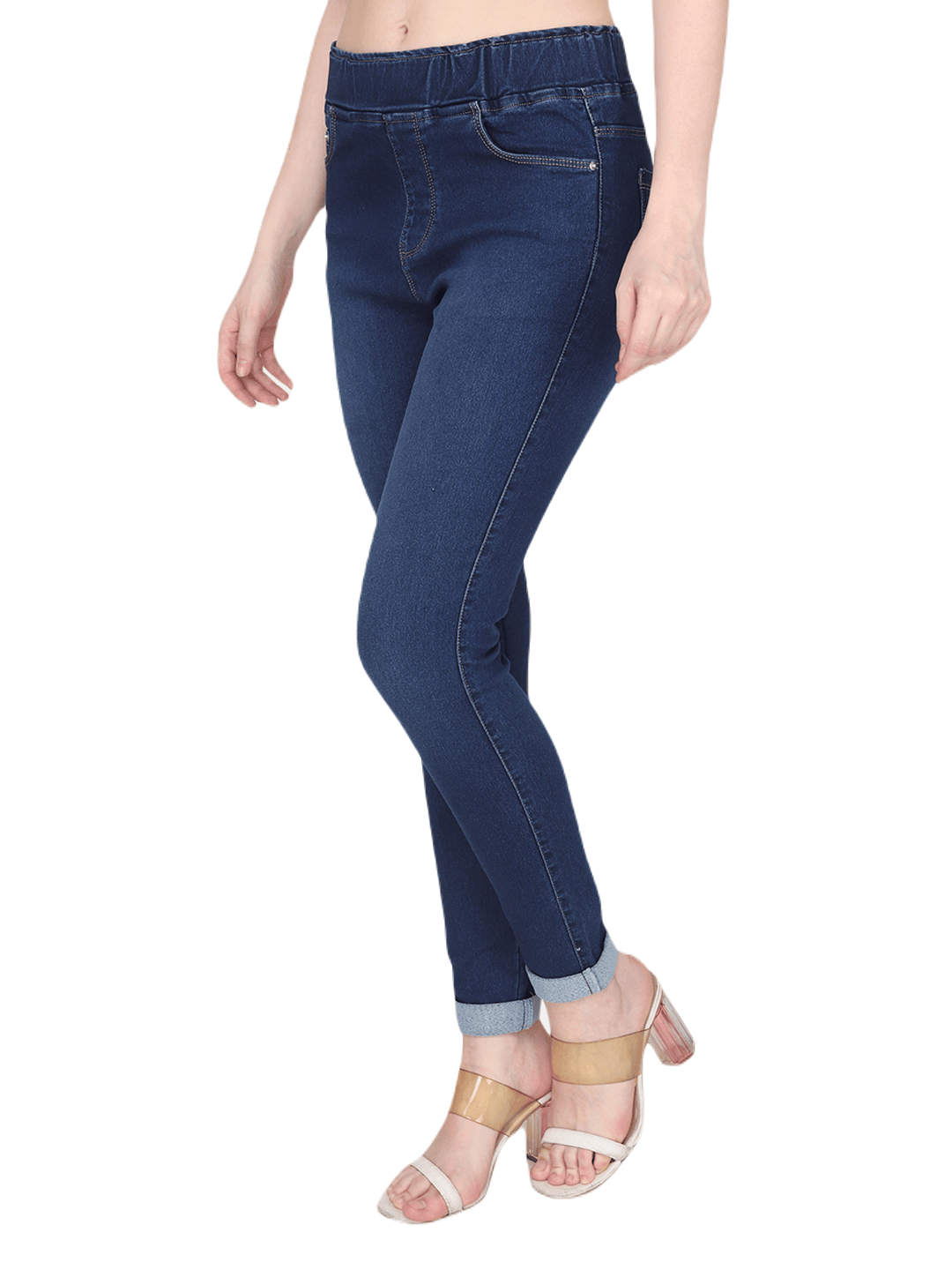 Albion By CnM Women Stretchable Dark Blue Denim Jegging view 2