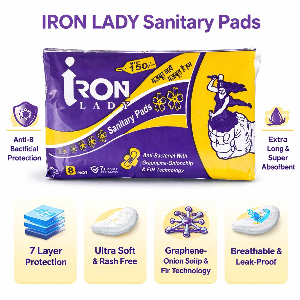 Sanitary Pads for Girl and Women - Grapheme-onion chip 8 Pads Pack of 4 view 2