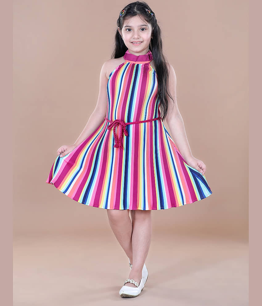 StyleStone Polyester Fit And Flare Dress For Girls ( Pack of 1 , Multicolor ) view 2