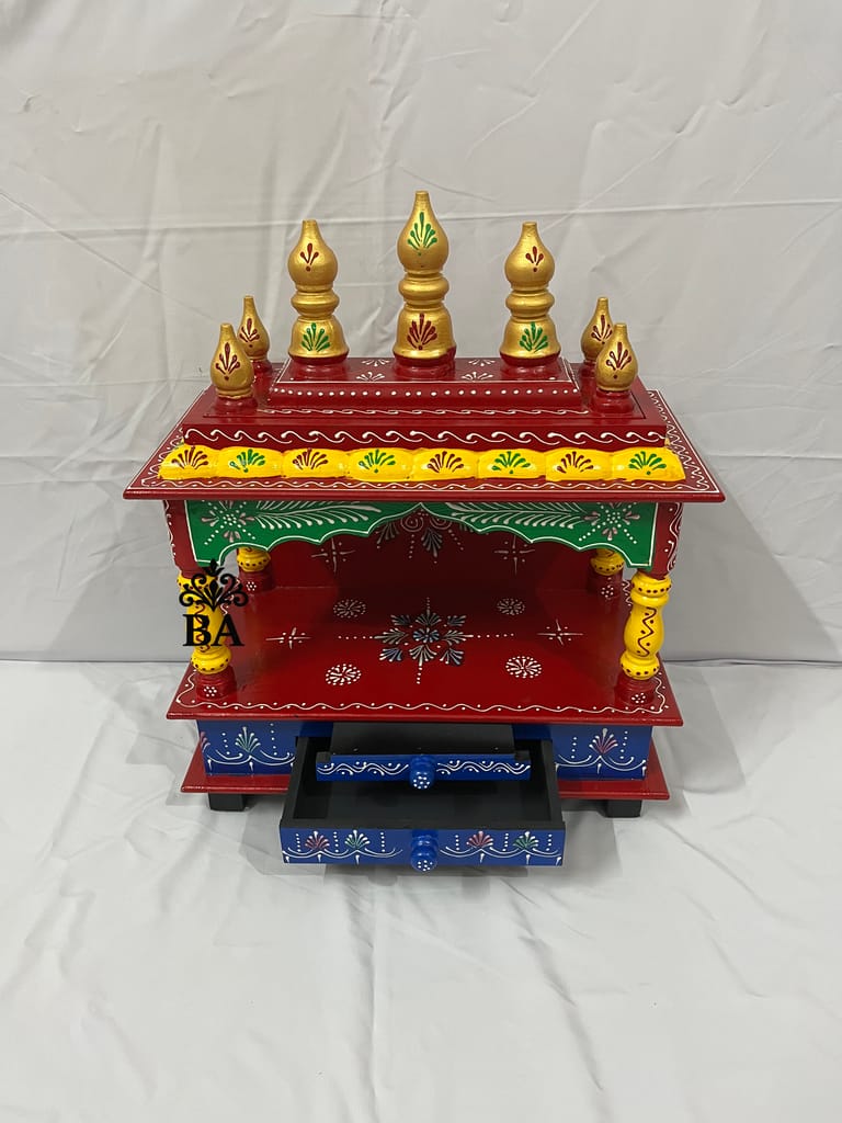 Traditional Handcrafted Wooden Pooja Mandir for Home & Office – Indian Temple pooja Ghar view 2