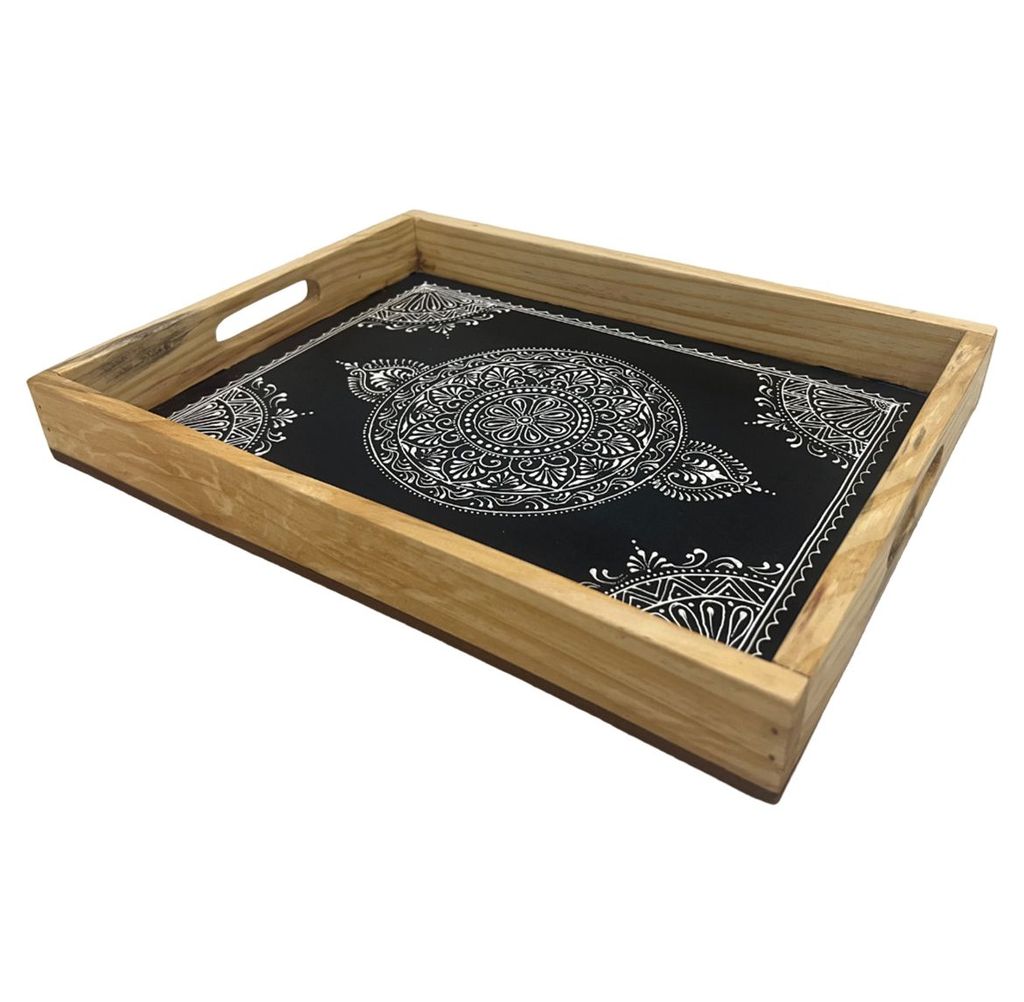 Wooden serving tray/ Pine Wood Handpainted Trays for Your Kitchen and Dinning Decor view 2