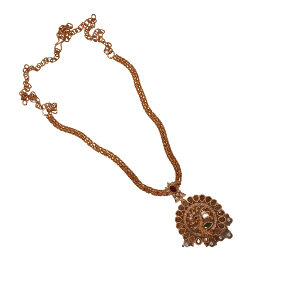 Traditional Indian Necklace Set with Cubic Zirconia Stones and Pearls for Women view 2