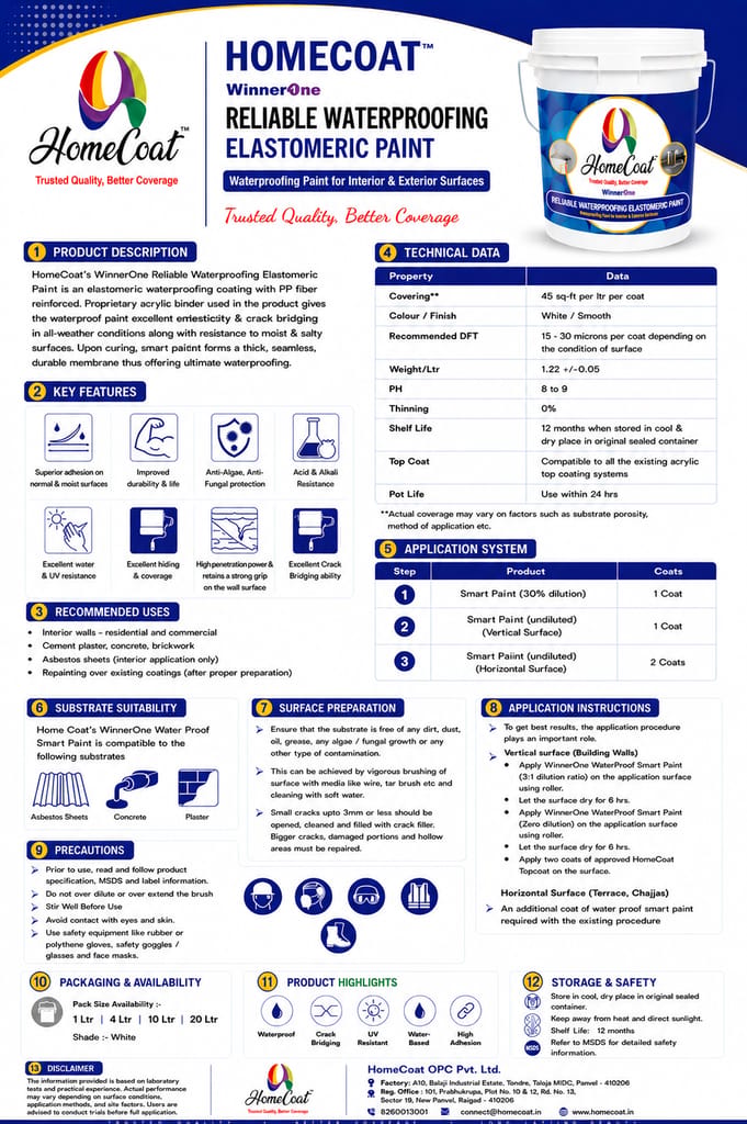 HomeCoat Reliable Waterproofing Elastomeric Paint view 2