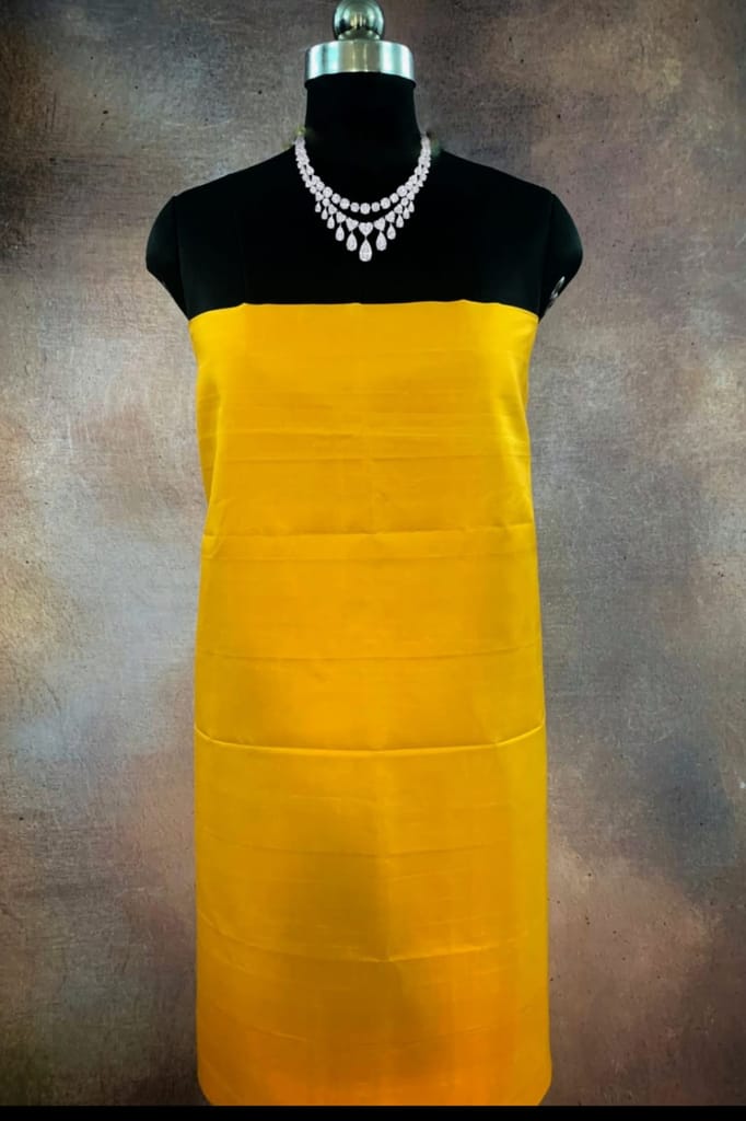 Navasaarigai Handloom Raw Silk Fabric for Women Unsittched Kurtis/Salwar Shawl Material - Light Yellow (5Meters) view 2