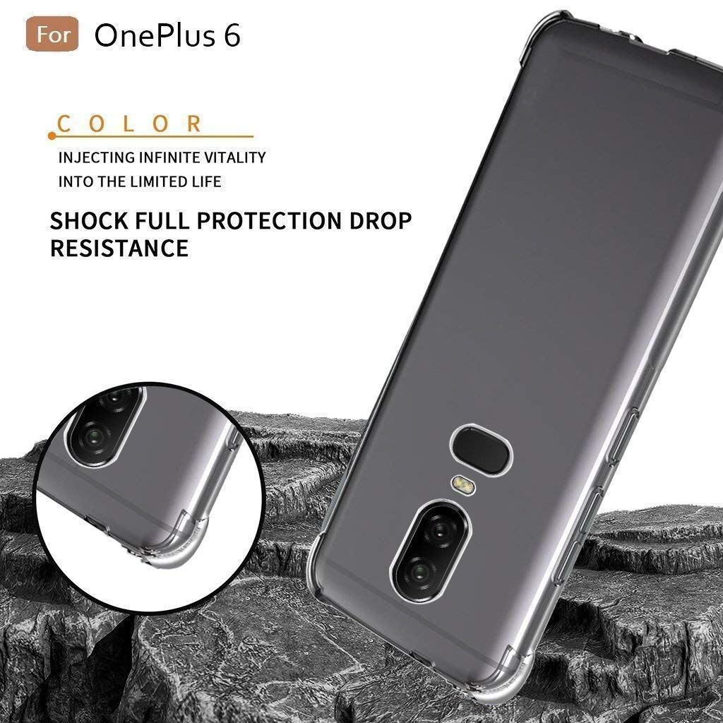 TIYA Case Clear for OnePlus 6 TPU Four Corners Cover Transparent Soft view 2