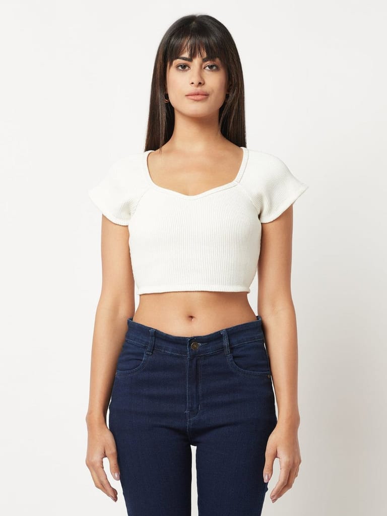 White Sweetheart Crop-Top view 2