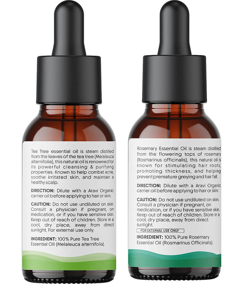 Aravi Organic Pure Rosemary & Tea Tree Essential Oil For Hair Growth and Acne Care (Pack of 2) view 2