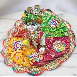 Vibrant Laddu Gopal Dress with Matching Pagdi | Bandhani Print Kanha Ji Poshak view 2