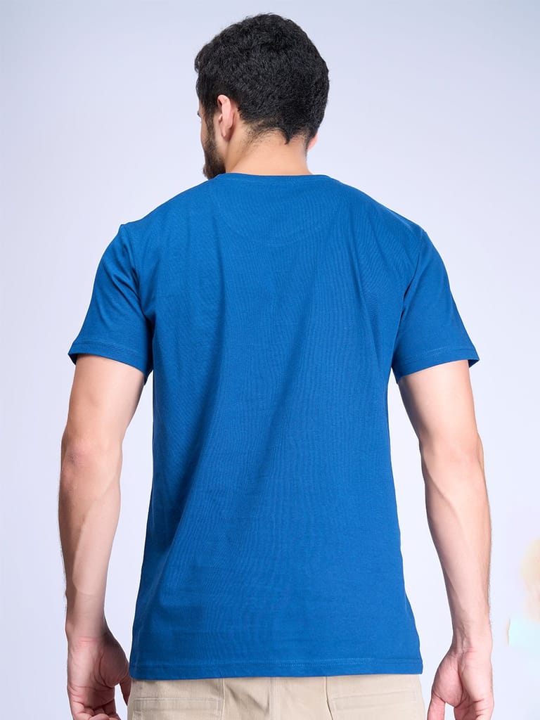 Mens 100% Cotton Petrol Blue Half Sleeves Expert Tee - ET3 view 2