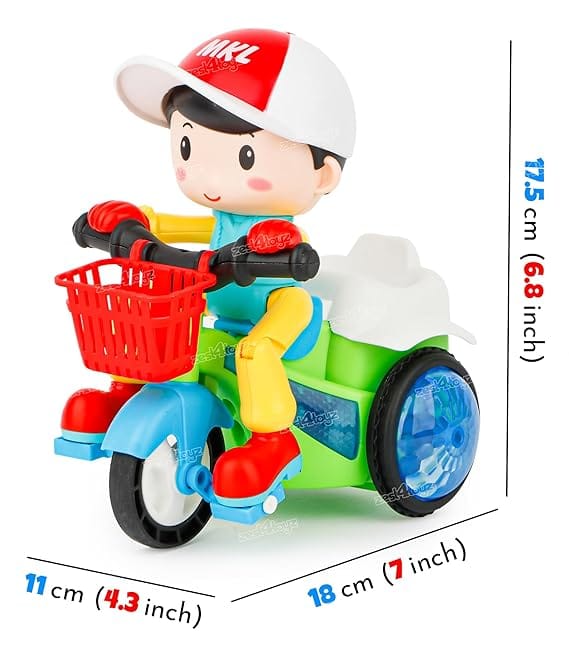 Zest 4 Toyz Stunt Tricycle Bump and Go Musical Toy with 4D Lights, Dancing Toy, Battery Operated Toy Plastic for Boys Girls - Multi Color view 2