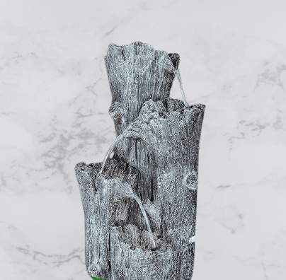 Grey Resin Tree Trunk Water Feature with 3 Waterfalls view 2