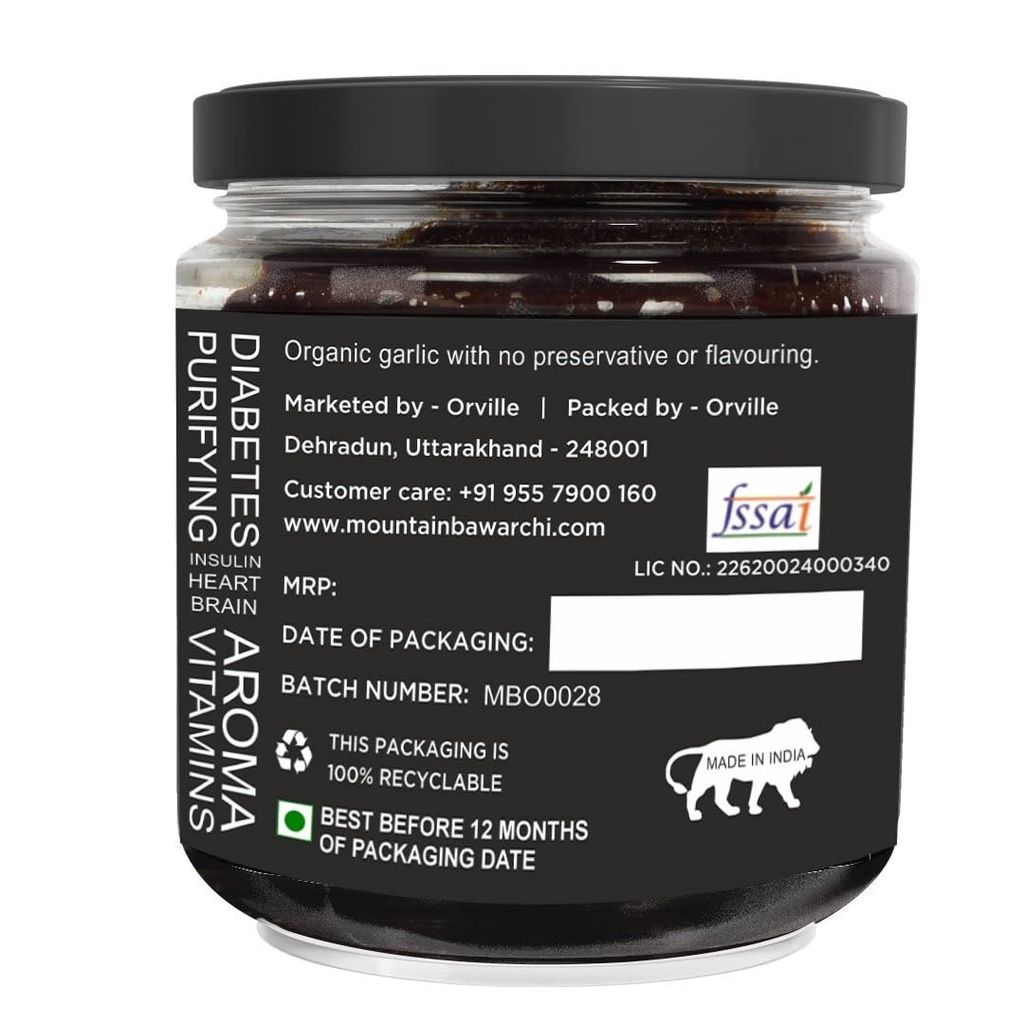 Mountain Bawarchi Black Garlic Single Clove - 100 Grams | Solo Black Garlic Peeled | Black Ek Kali Lehsun view 2