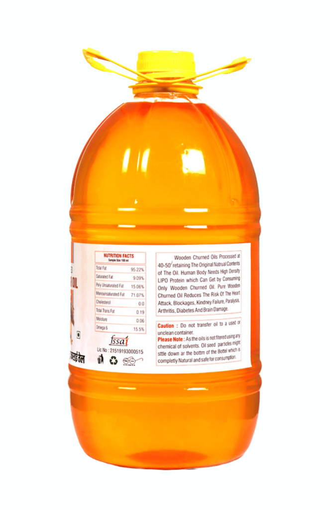 Shreekrishna Cold / Wood Pressed Organic Safflower(Kardai) Oil 5 Litre (100% Safflower Oil | Kacchi Ghani / Chekku) view 2