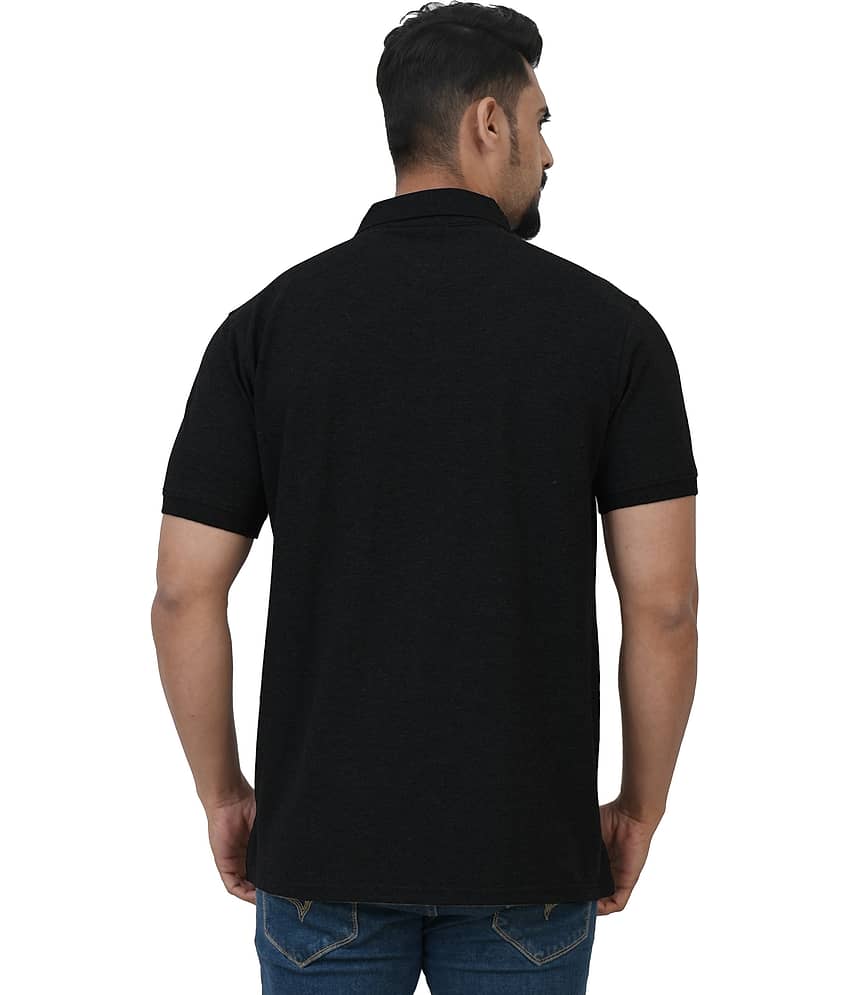 Cotstyle Pack of 1 Cotton Blend Regular Fit Solid Half Sleeves Men's Polo T Shirt ( Black ) view 2