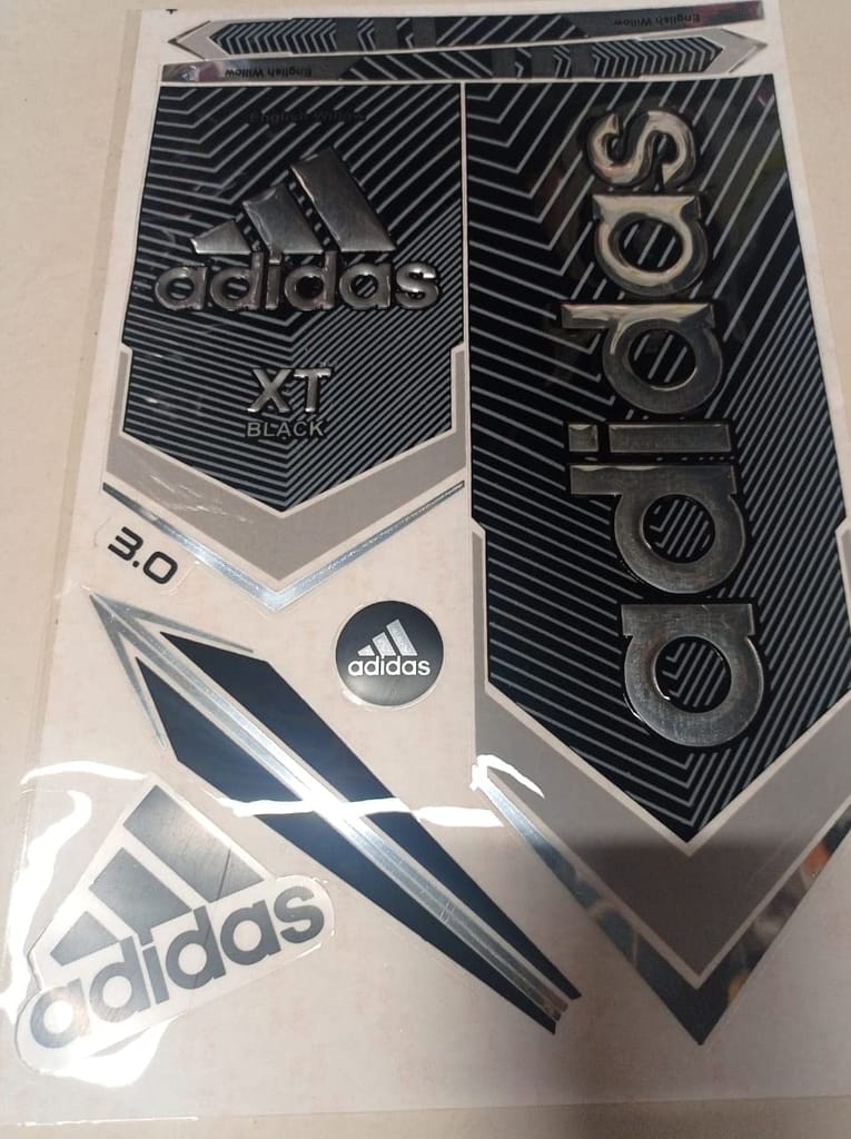 VR3 INTERNATIONAL | Adidas 3D Embossed Cricket Bat Sticker XT Black Self Adhesive Bat Sticker (Black) view 2