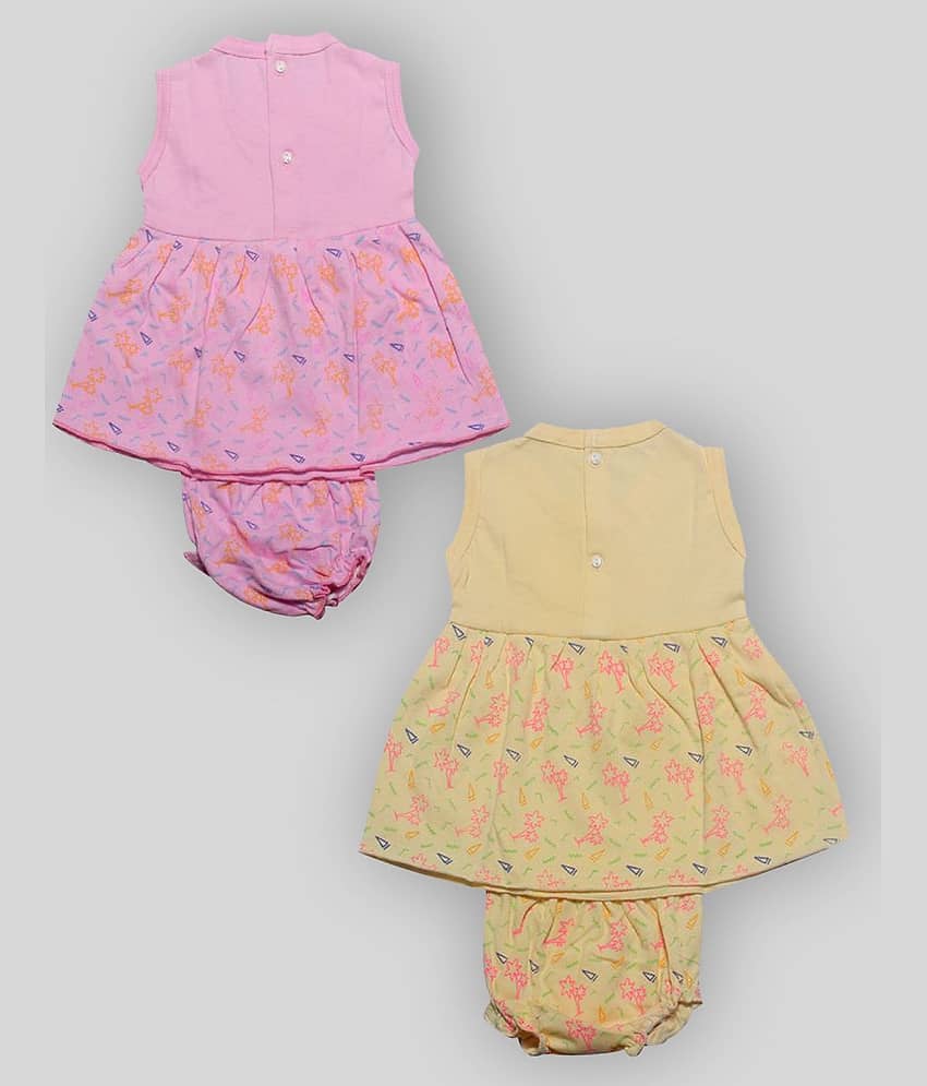 INFANT Yellow and Pink frock with pant Pack Of 2 view 2