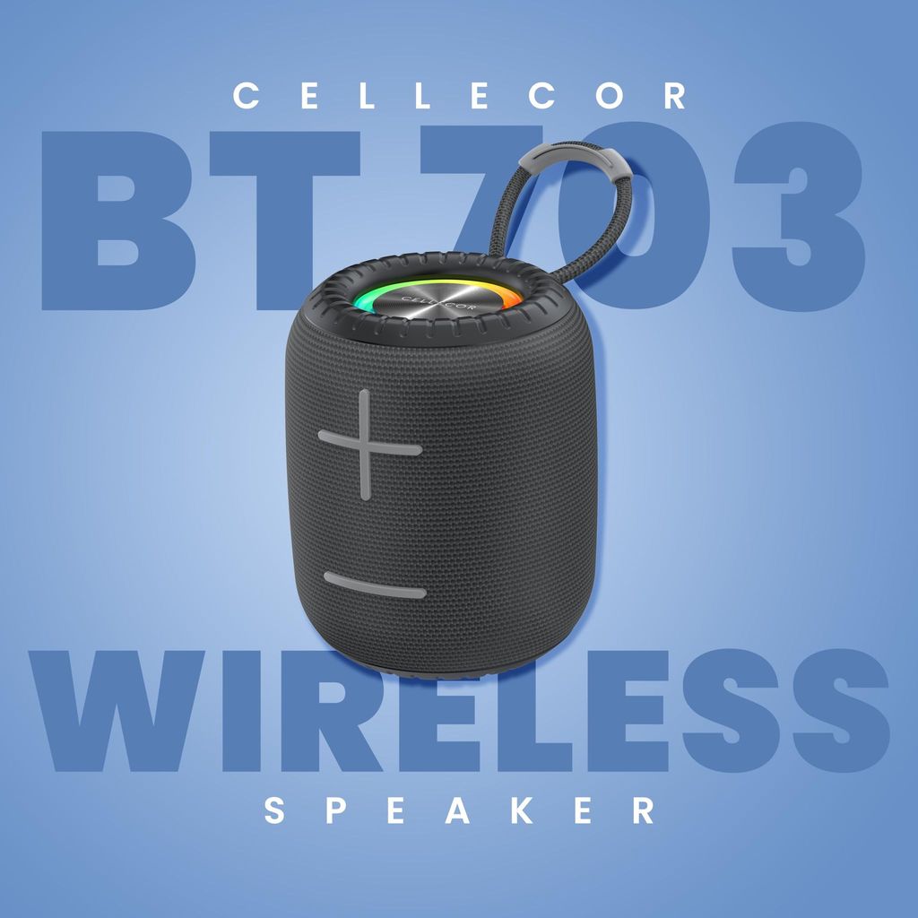 CELLECOR BT-703 6W Mini Portable Wireless Speaker | 6 Hour Playtime | 5.0V | Bluetooth Speaker with RGB Light - Black view 2